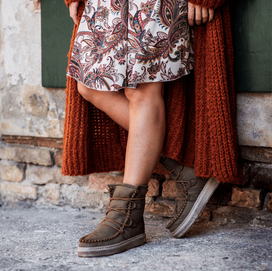 INUIKII Copper & White Galway Lambskin Sneaker Boot - Women